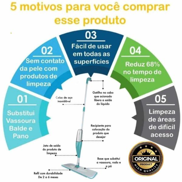 Imagem de Mop Spray Limpeza Com Reservatório Dispenser Esfregão Casa Cozinha