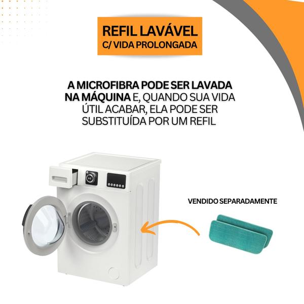 Imagem de Mop Spray Mágico 3 em 1 com Reservatório e Refil Extra: Esfregão Completo para Limpeza de 400ml - Lava, Enxágua e Seca