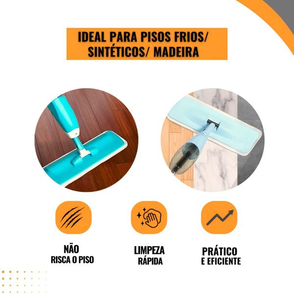 Imagem de Mop Spray Mágico 3 em 1 com Reservatório e Refil Extra: Esfregão Completo para Limpeza de 400ml - Lava, Enxágua e Seca