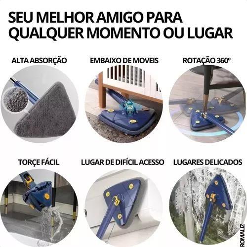 Imagem de Mop Triangular 360 Vassoura Esponja Limpeza Fácil Puxa Torce