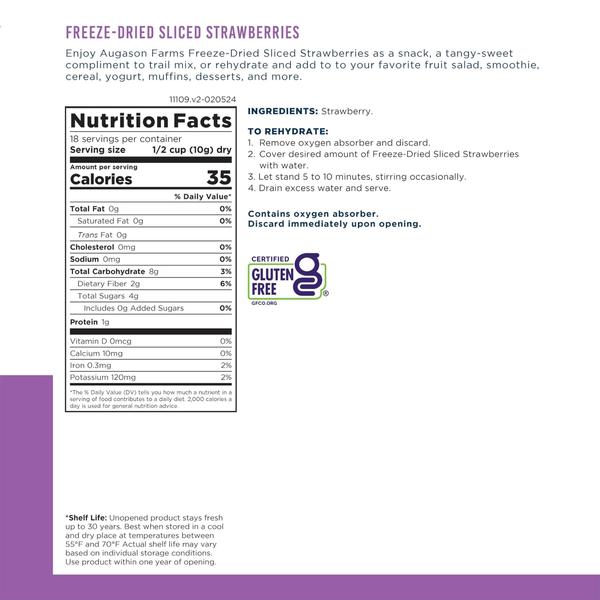Imagem de Morangos fatiados liofilizados Augason Farms 189mL