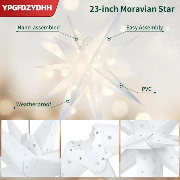 Imagem de Moravian Star Tree Topper YPGFDZYDHH de 23 polegadas com 100 LED