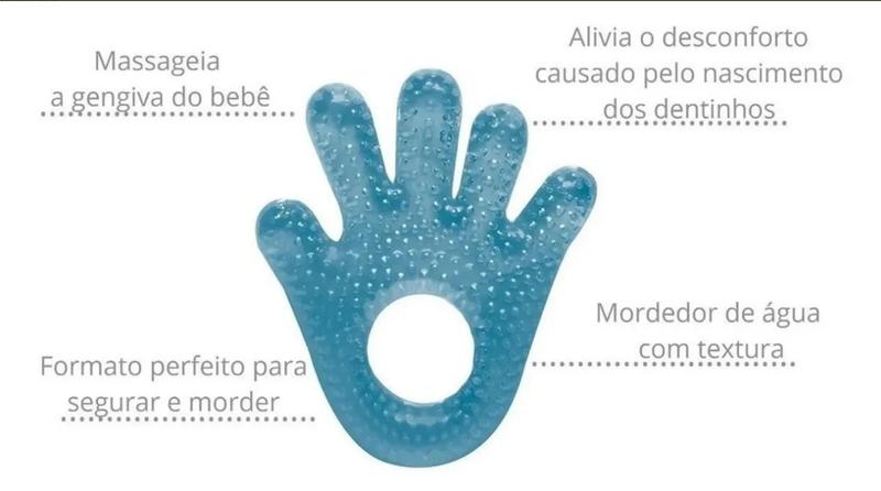 Imagem de Mordedor Bebê Maozinha De Agua Gelado Azul - Buba