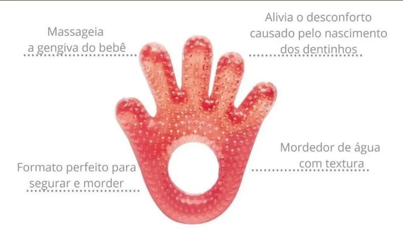 Imagem de Mordedor Bebê Maozinha De Agua Gelado Vermelho - Buba