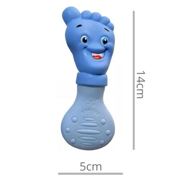 Imagem de Mordedor bebe pezinho azul anti stress gengiva dentinhos