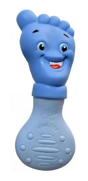 Imagem de Mordedor Bebe Pezinho Azul Macio Dentição Stress Gengiva