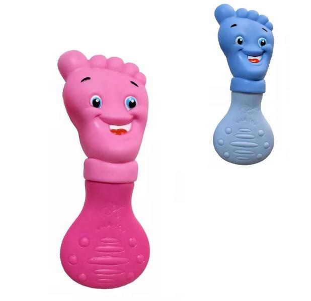 Imagem de Mordedor bebe pezinho rosa anti stress gengiva dentinhos