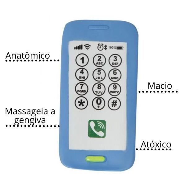 Imagem de Mordedor bebe smartphone relaxante macio massageia gengiva