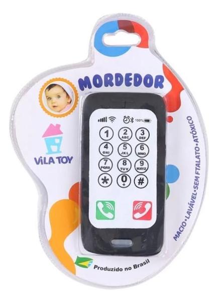 Imagem de Mordedor Celular Baby Phone Dentição Gengiva Bebe Preto