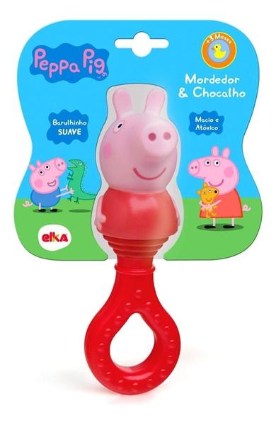 Imagem de Mordedor Com Chocalho Peppa Pig C/ Barulhinho Suave - Elka