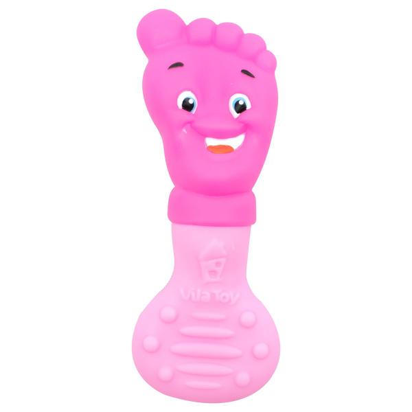 Imagem de Mordedor de Bebe Vila Toy Macio Lavável Atóxico Sem BPA Rosa Pezinho