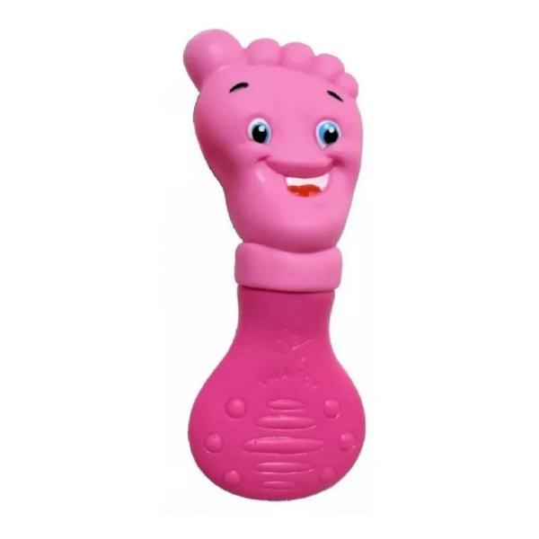 Imagem de Mordedor De Pezinho Rosa Bebe Divertido Anti Stress Gengiva Bebe