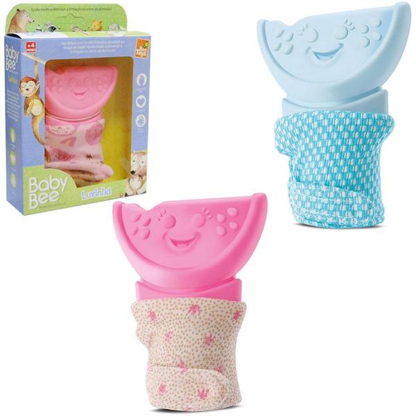 Imagem de Mordedor de vinil baby bee luvinha azul / rosa na caixa - BEE TOYS