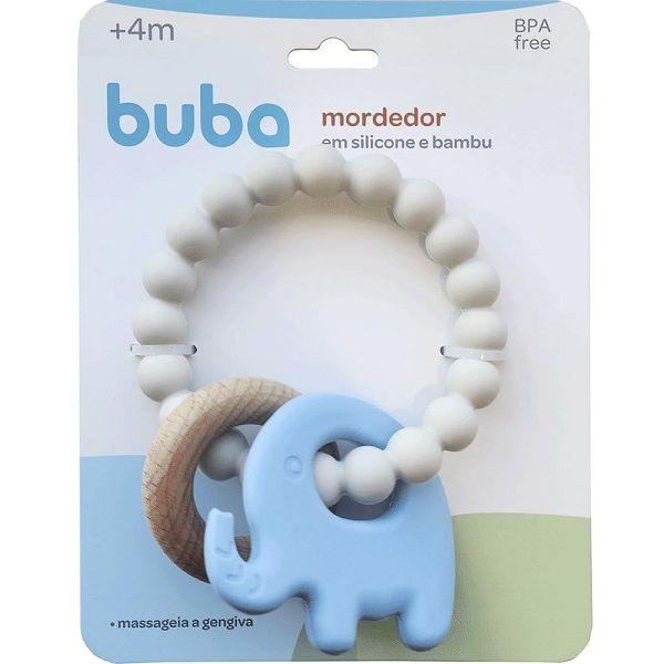 Imagem de Mordedor em Silicone e Bambu Elefante Azul Buba 4M+ Buba