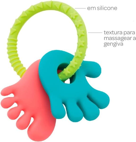 Imagem de Mordedor P/ Bebê Silicone Mãozinha E Pezinho Azul/Rosa Buba