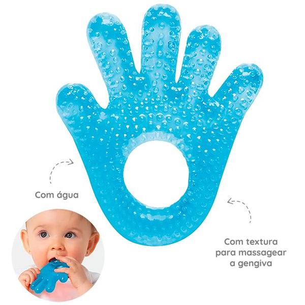 Imagem de Mordedor Para Bebê De Água Mãozinha Azul Rosa Buba