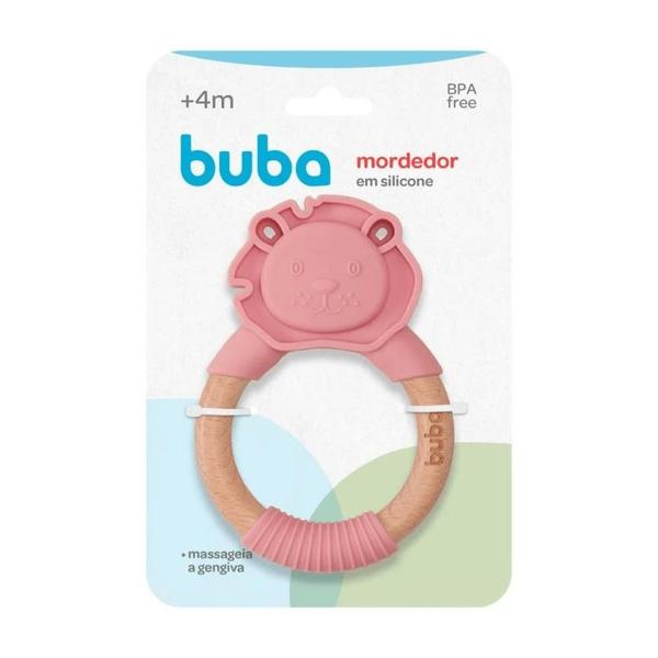 Imagem de Mordedor Silicone e Bambu Leão Rosa - Buba