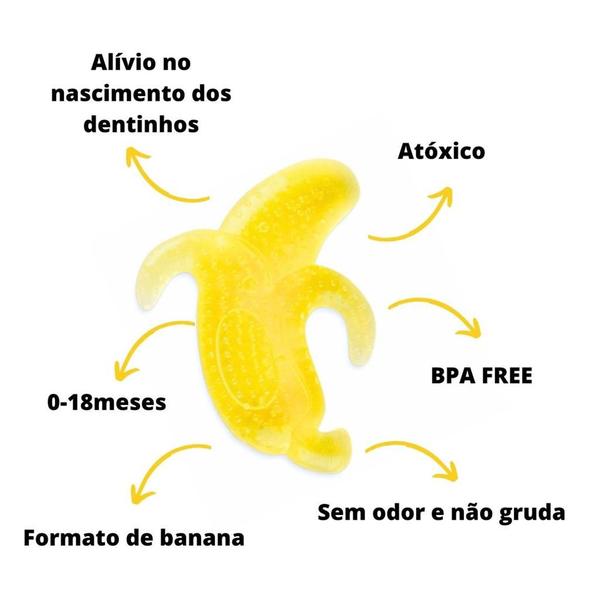 Imagem de Mordedor Soft Banana Infantil Macio Atóxico P/ Bebê - Elka