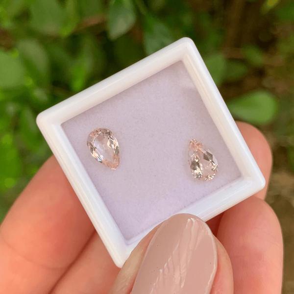 Morganita Peachy Gota Par 1,39ct - SP GEMAS Imagem de Morganita Peachy Gota Par 1,39ct