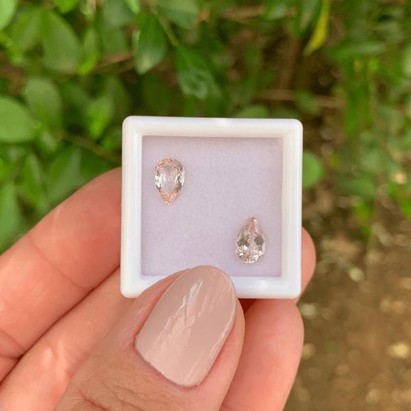 Morganita Peachy Gota Par 1,39ct - SP GEMAS Imagem de Morganita Peachy Gota Par 1,39ct