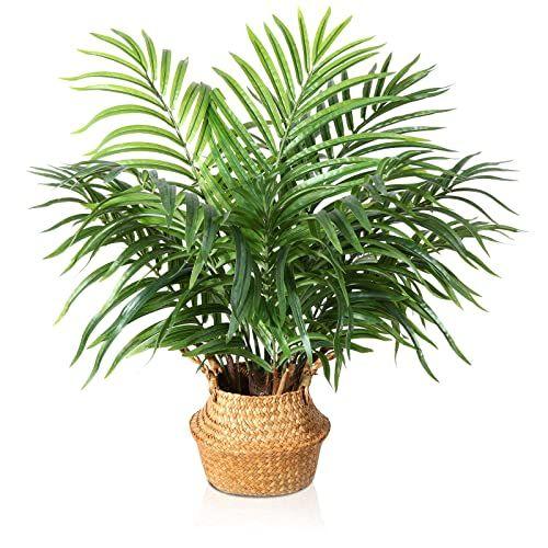 Imagem de MOSADE Palmeira Artificial 28 "Fake Potted Areca Palm Plant com Cesta de Algas Marinhas Artesanais, Perfect Faux Tree Home Décor para Indoor Outdoor Office Alpendre Varanda Quarto Presente de Banheiro