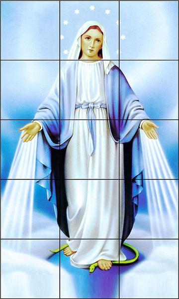 MOSAICO EM AZULEJO NOSSA SENHORA DAS GRAÇAS 60x100cm - Kafofo Store Imagem de MOSAICO EM AZULEJO NOSSA SENHORA DAS GRAÇAS 60x100cm