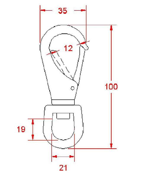 Imagem de Mosquetão Inox Com Destorcedor 98Mm