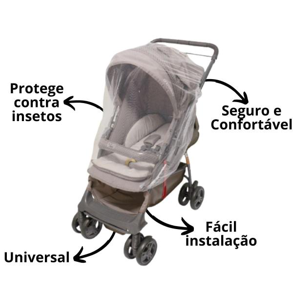 Imagem de Mosquiteiro de carrinho proteção bebe infantil 1,30m x 1,20m