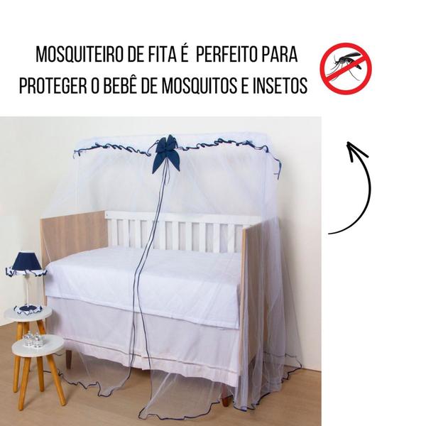 Imagem de Mosquiteiro de Fita para Berço Diversas Cores c/ Laço Bebê Menina Menino