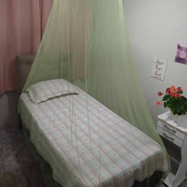 Imagem de Mosquiteiro filó verde para pendurar no teto cama casal e solteiro anti pernilongod e mosquitos