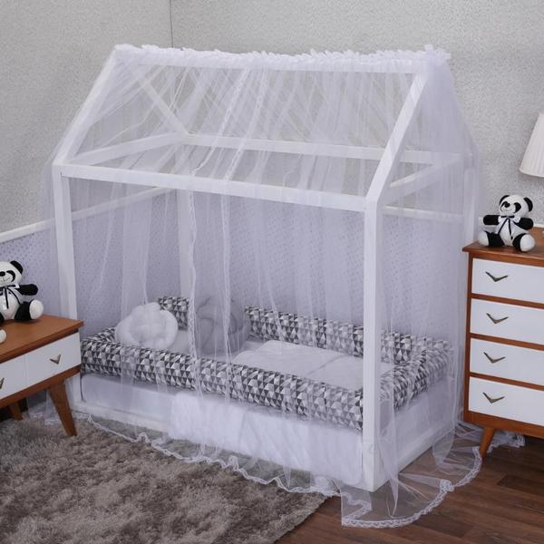 Imagem de Mosquiteiro Para Cama Montessoriana Tule Branco 1,60 X 1,70