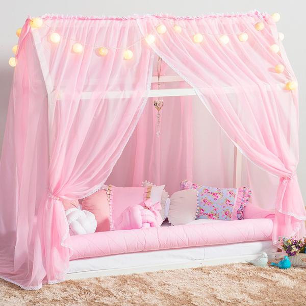 Imagem de Mosquiteiro para Casinha Montessoriana Mini Cama Voil Rosa 1,60 x 1,70 Menina