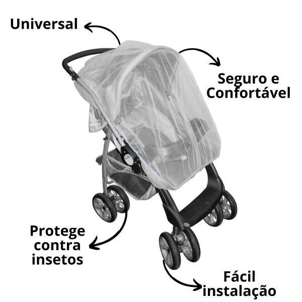 Imagem de Mosquiteiro universal carrinho bebe conforto tela mosquito