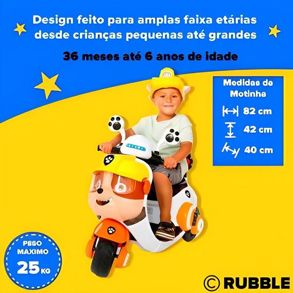 Imagem de Motinha Elétrica Infantil Crianças Rubble Amarelo - Car Kids