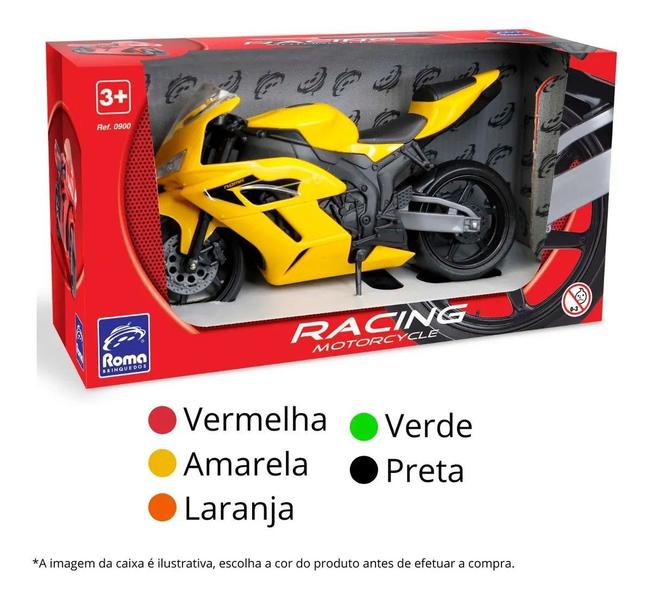 Imagem de Moto Brinquedo Racing 22cm Fricção Pneus Borracha - Todas as Cores Roma