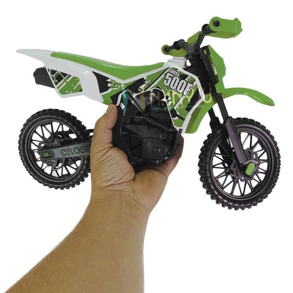 Imagem de Moto Cross De Brinquedo Grande Mega Realista Trilha Verde