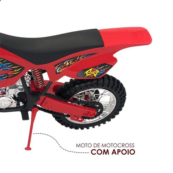 Imagem de Moto de Motocross de Brinquedo com Apoio realista para diversão crinças meninos - Vermelho