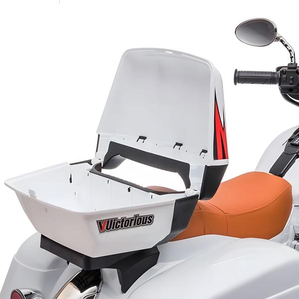 Imagem de Moto Elétrica Custom Infantil Branca 12V Carregador 110/220v Com Luzes Som Bluetooth Bang Toys