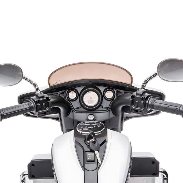 Imagem de Moto Elétrica Custom Infantil Branca 12V Carregador 110/220v Com Luzes Som Bluetooth Bang Toys