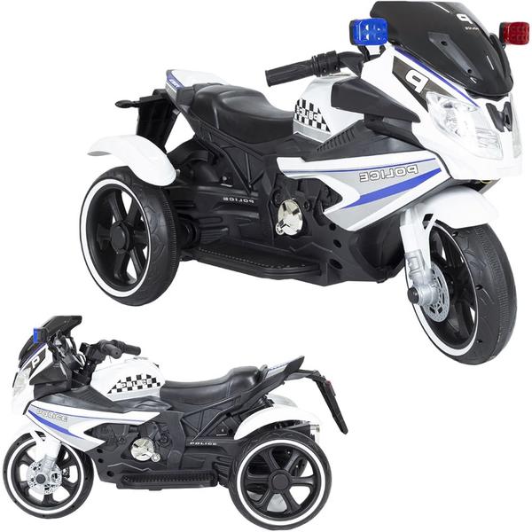 Imagem de Moto Elétrica Infantil 3 Rodas Triciclo Passeio 12v Bivolt Até 25 Kg Motocicleta Motorizado Para Criança Som E Luzes Acelarador Pedal Usb Mp3 Policia