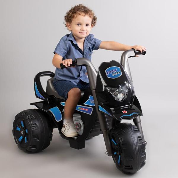 Imagem de Moto Elétrica Infantil Biemme Fox Dark 6V Adesivo Duplo Rosa/Azul