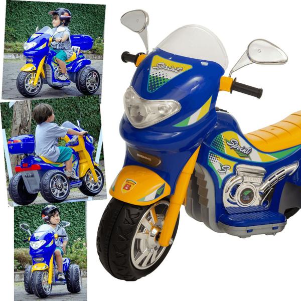 Imagem de Moto Eletrica Infantil Biemme Sprint Turbo 12V Capacete Azul