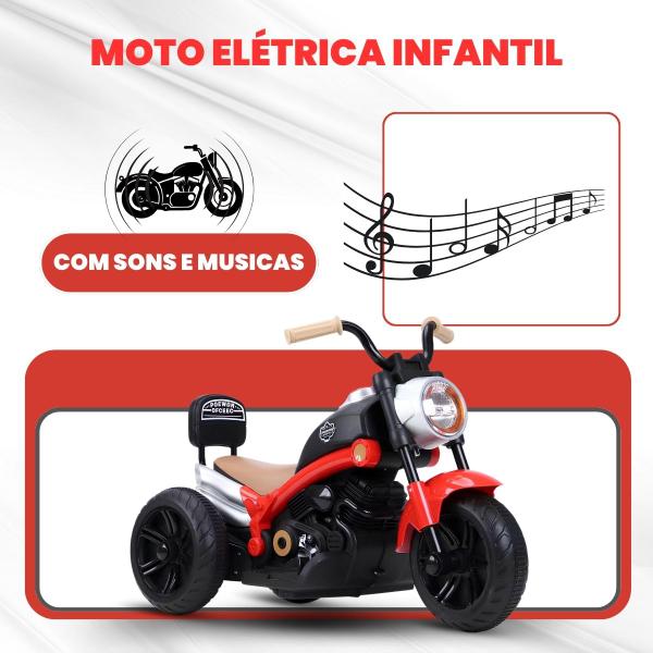 Imagem de Moto Elétrica Infantil Chopper Botão Frente e Ré e Musicas 