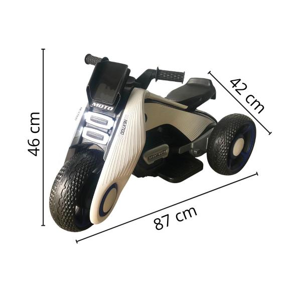 Imagem de Moto Elétrica Infantil Criança 3 Anos 25kg 3km/h Bateria Recarregável 6V Luzes Musica Som Frente e Ré Branco Importway