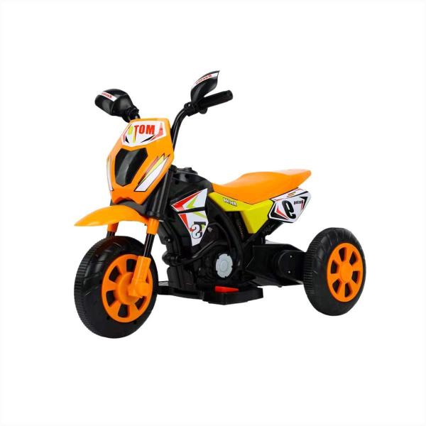 Imagem de Moto Elétrica Infantil Laranja Farol Led Acelerador Pedal Ré