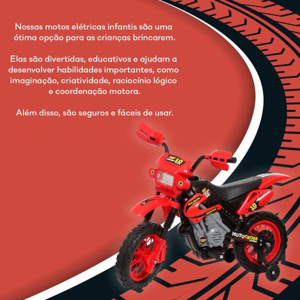 Imagem de Moto Elétrica Infantil Motocross 6V Cor Vermelha Homeplay