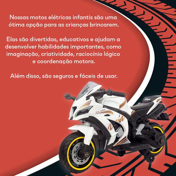 Imagem de Moto Elétrica Infantil Motorizada Esportiva Pedal Som Luz