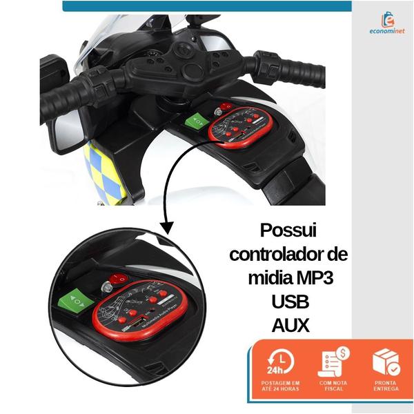 Imagem de Moto Elétrica Infantil Motorizado 3 Rodas Triciclo Motocicleta Moto Passeio Para Criança Policia Off Road 6v Bivolt Até 25 Kg Som E Luzes Acelarador