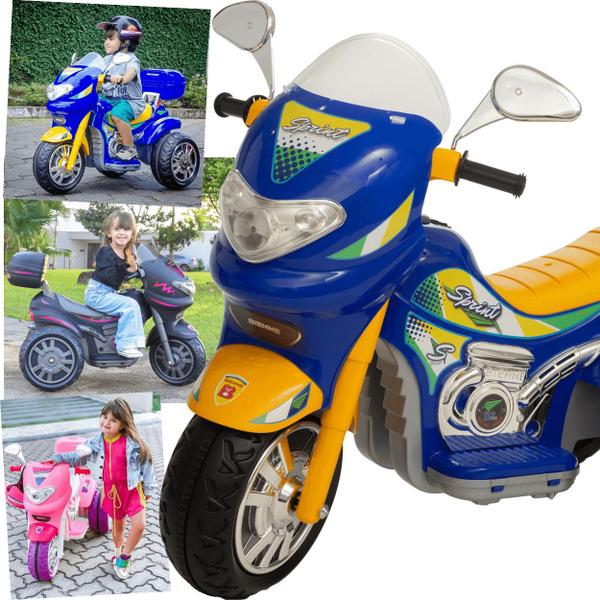 Moto Eletrica Infantil Sprint Turbo Biemme Azul 12V Capacete Imagem de Moto Eletrica Infantil Sprint Turbo Biemme Azul 12V Capacete