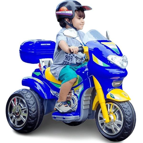 Moto Eletrica Infantil Sprint Turbo Biemme Azul 12V Capacete Imagem de Moto Eletrica Infantil Sprint Turbo Biemme Azul 12V Capacete